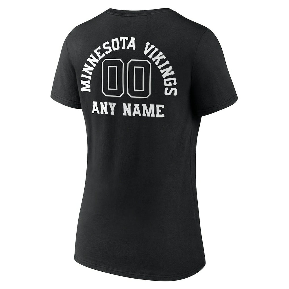 Women's Personalized Name & Number Monochrome V-Neck T-Shirt - Minnesota Vikings