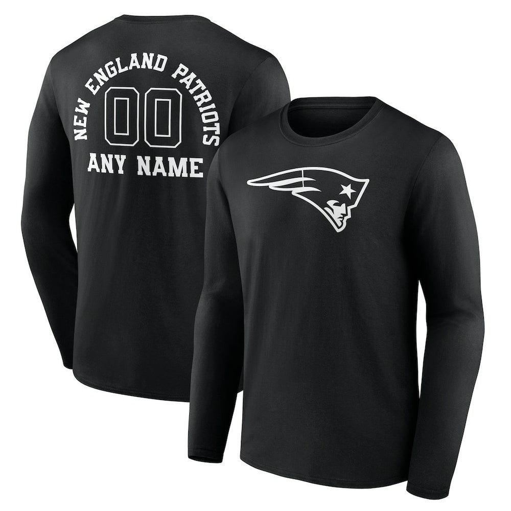 Personalized Name & Number Monochrome Long Sleeve T-Shirt - New England Patriots