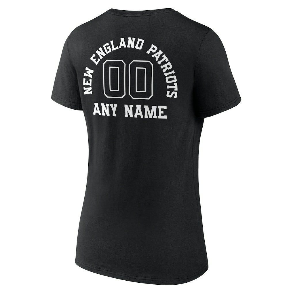 Women's Personalized Name & Number Monochrome V-Neck T-Shirt - New England Patriots