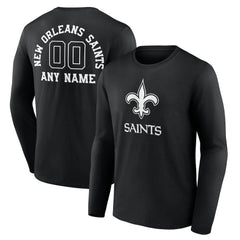 Personalized Name & Number Monochrome Long Sleeve T-Shirt - New Orleans Saints