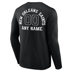 Personalized Name & Number Monochrome Long Sleeve T-Shirt - New Orleans Saints