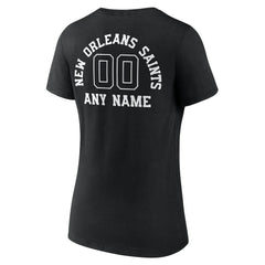 Women's Personalized Name & Number Monochrome V-Neck T-Shirt - New Orleans Saints