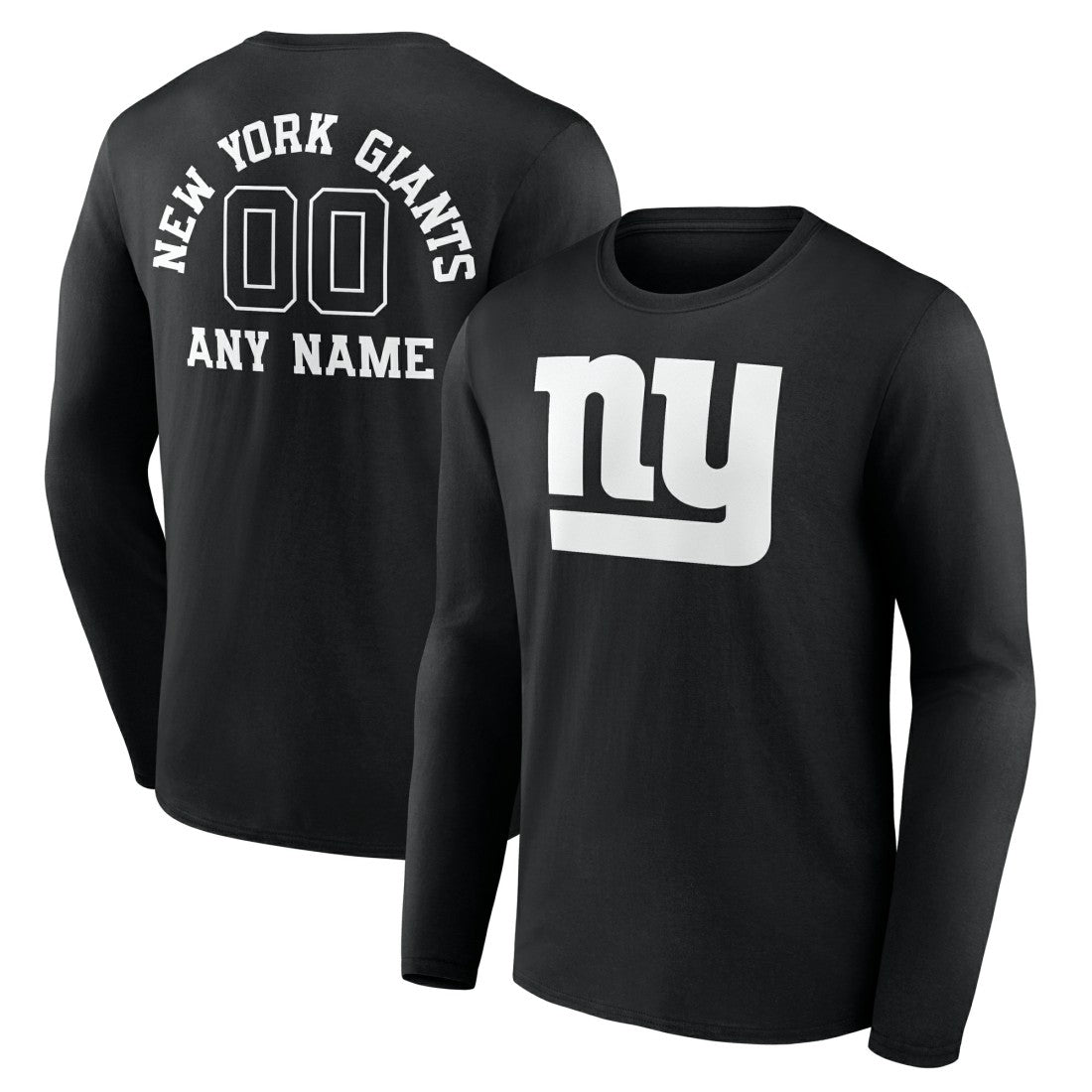 Personalized Name & Number Monochrome Long Sleeve T-Shirt - New York Giants