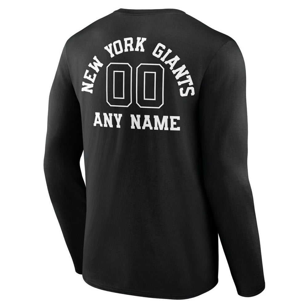 Personalized Name & Number Monochrome Long Sleeve T-Shirt - New York Giants