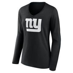 Women's Personalized Name & Number Monochrome Long Sleeve V-Neck T-Shirt - New York Giants