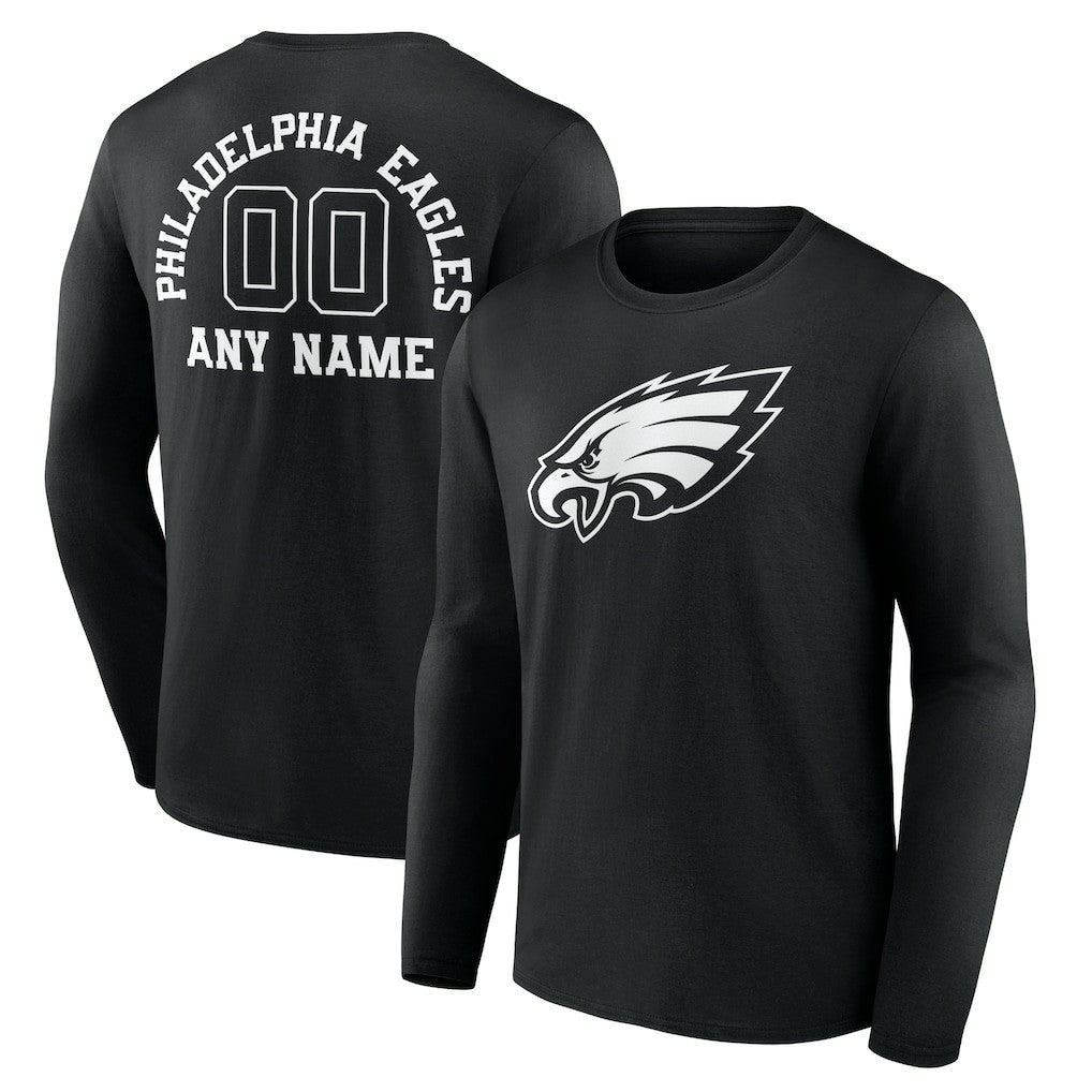 Personalized Name & Number Monochrome Long Sleeve T-Shirt - Philadelphia Eagles