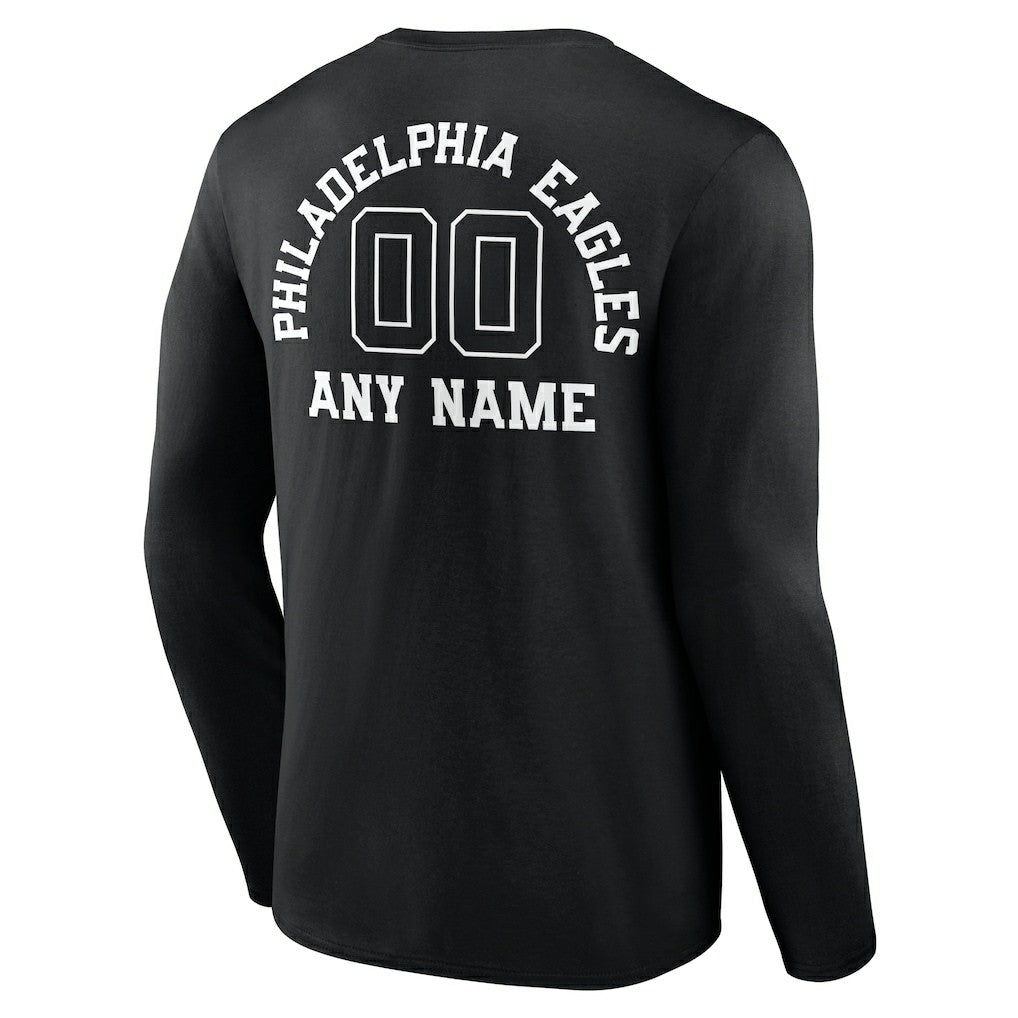 Personalized Name & Number Monochrome Long Sleeve T-Shirt - Philadelphia Eagles