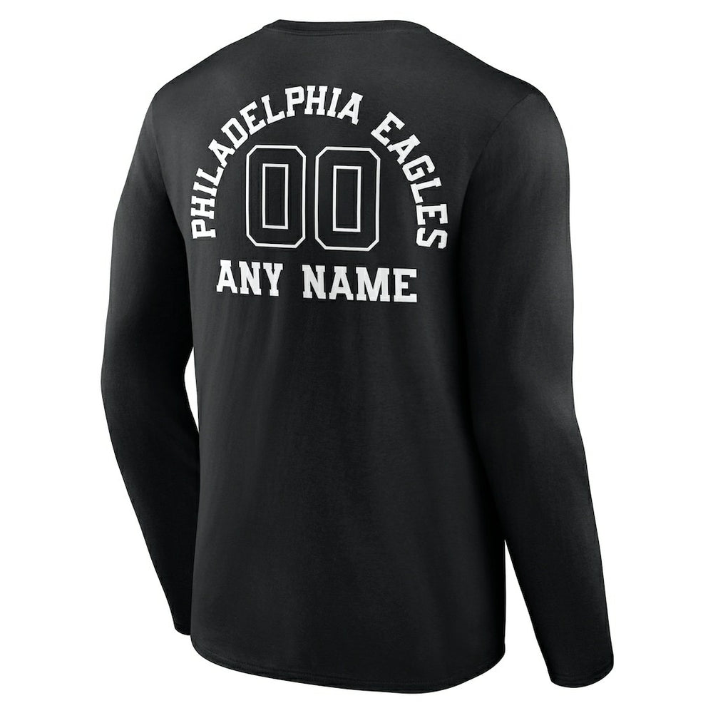 Personalized Name & Number Monochrome Long Sleeve T-Shirt - Philadelphia Eagles