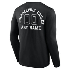 Personalized Name & Number Monochrome Long Sleeve T-Shirt - Philadelphia Eagles