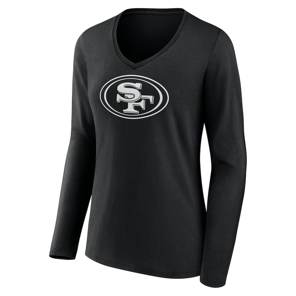Women's Personalized Name & Number Monochrome Long Sleeve V-Neck T-Shirt - San Francisco 49ers