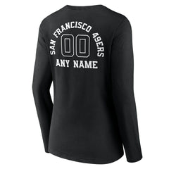 Women's Personalized Name & Number Monochrome Long Sleeve V-Neck T-Shirt - San Francisco 49ers