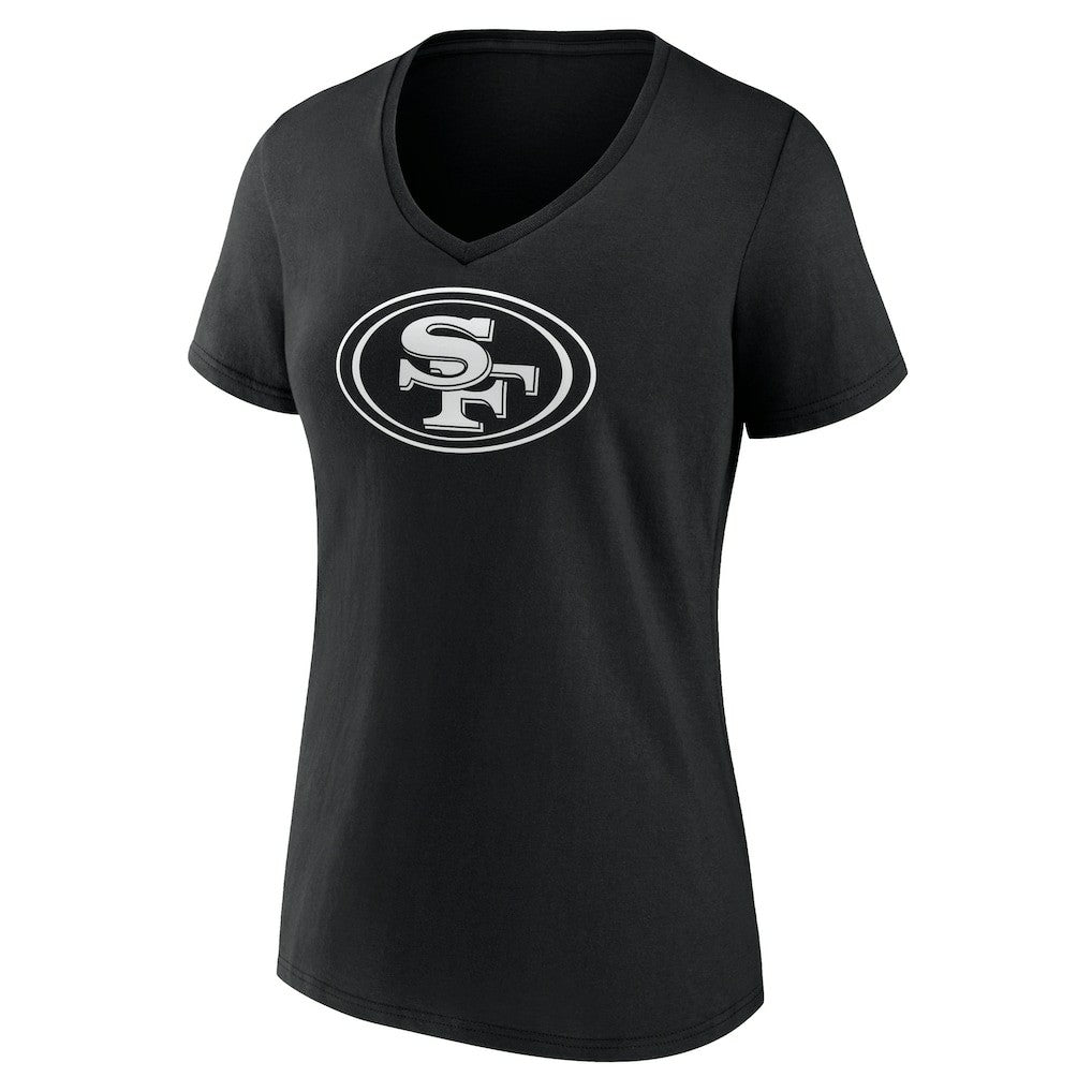 Women's Personalized Name & Number Monochrome V-Neck T-Shirt - San Francisco 49ers