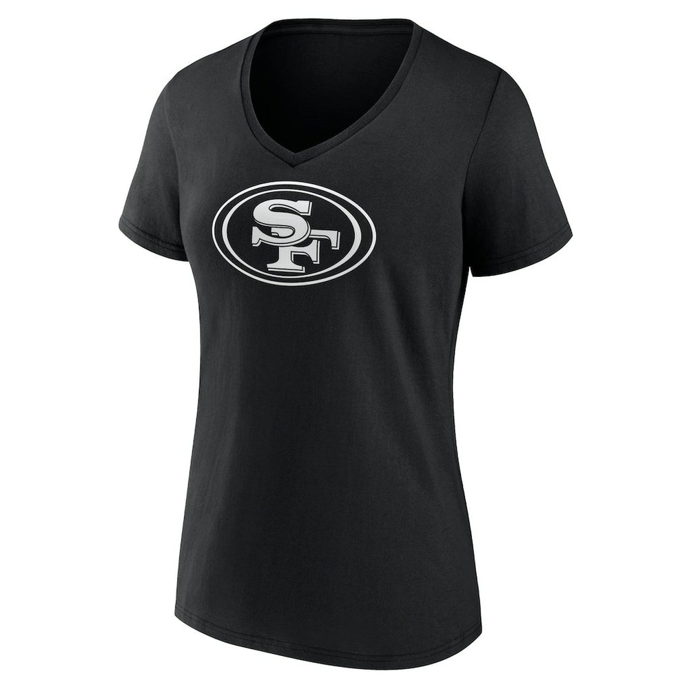 Women's Personalized Name & Number Monochrome V-Neck T-Shirt - San Francisco 49ers