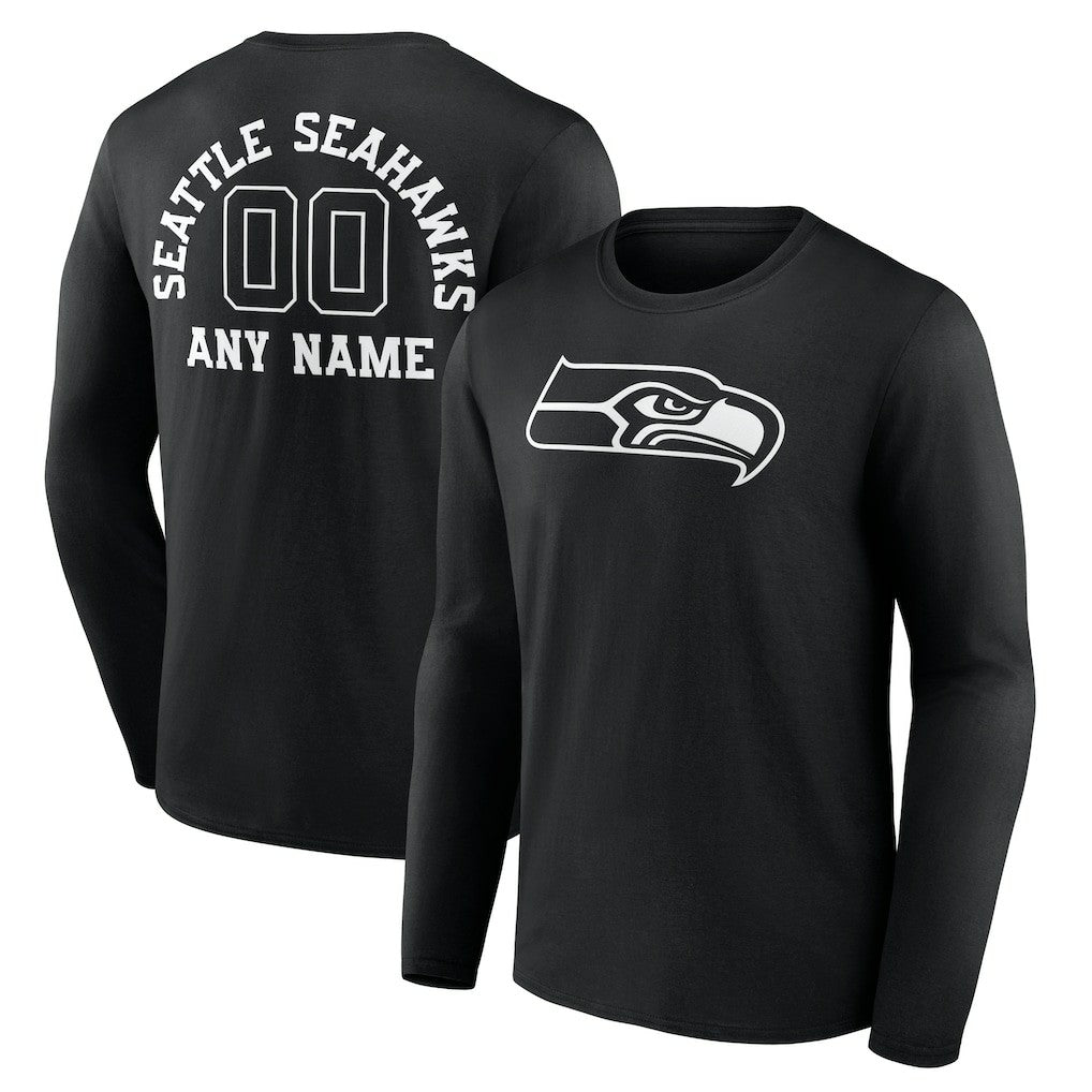 Personalized Name & Number Monochrome Long Sleeve T-Shirt - Seattle Seahawks