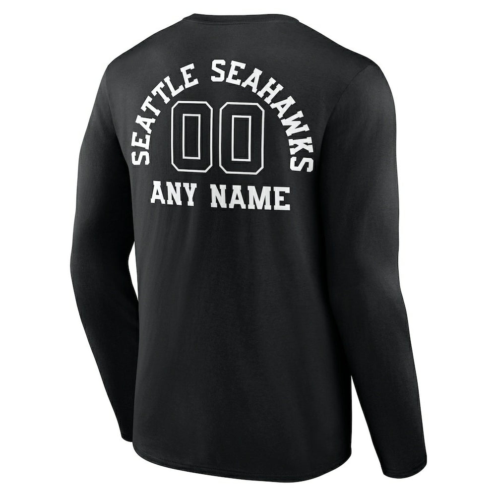 Personalized Name & Number Monochrome Long Sleeve T-Shirt - Seattle Seahawks