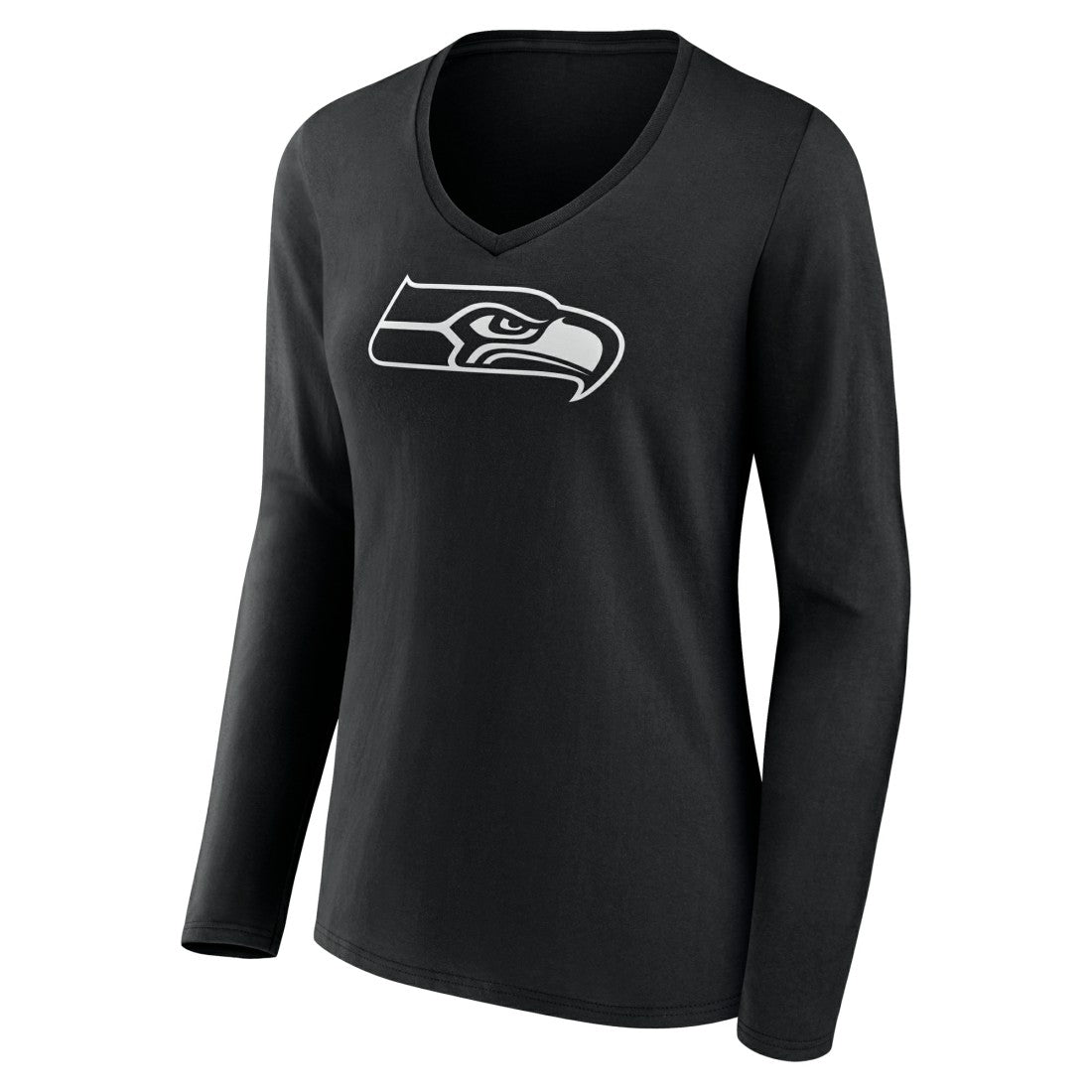 Women's Personalized Name & Number Monochrome Long Sleeve V-Neck T-Shirt - Seattle Seahawks