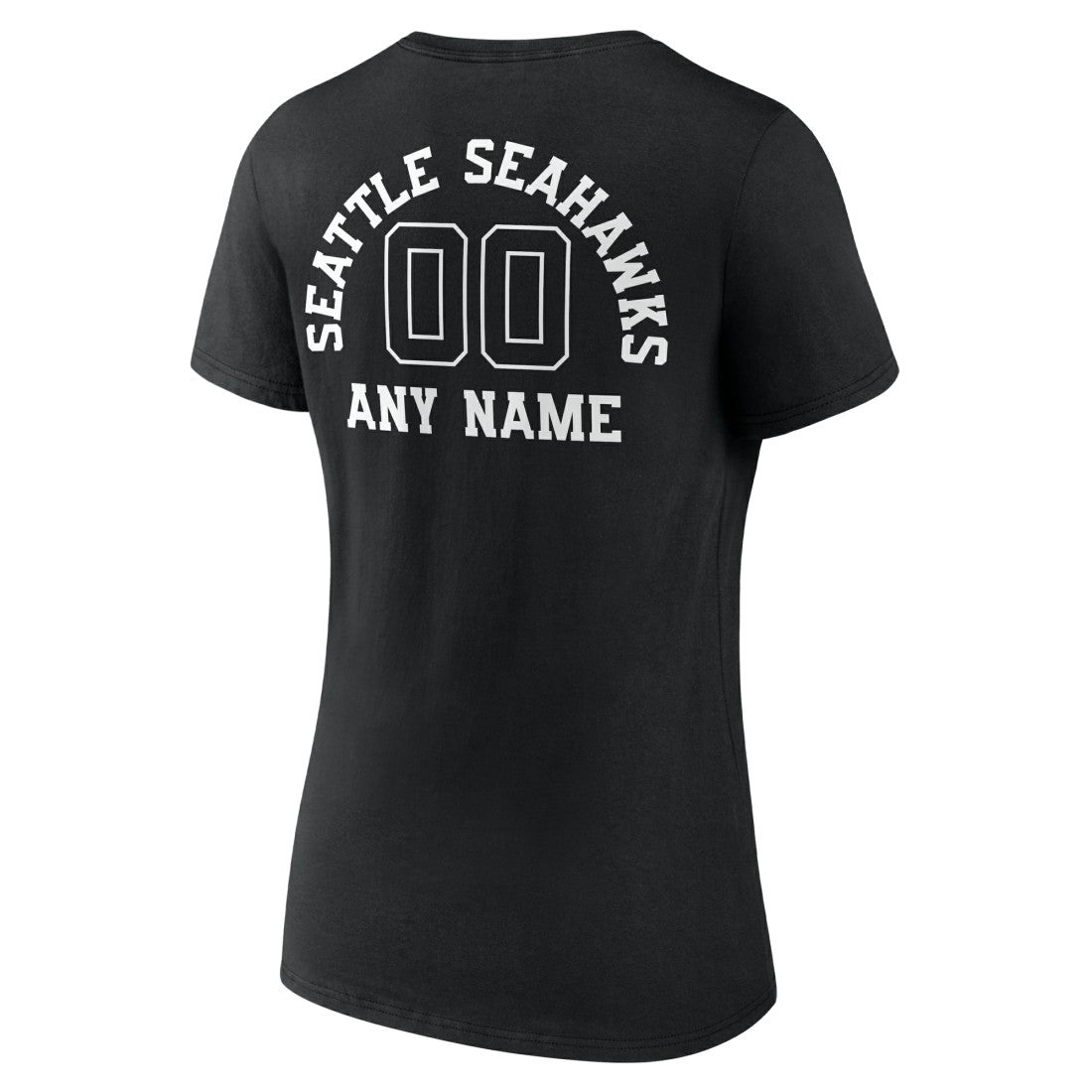 Women's Personalized Name & Number Monochrome V-Neck T-Shirt - Seattle Seahawks