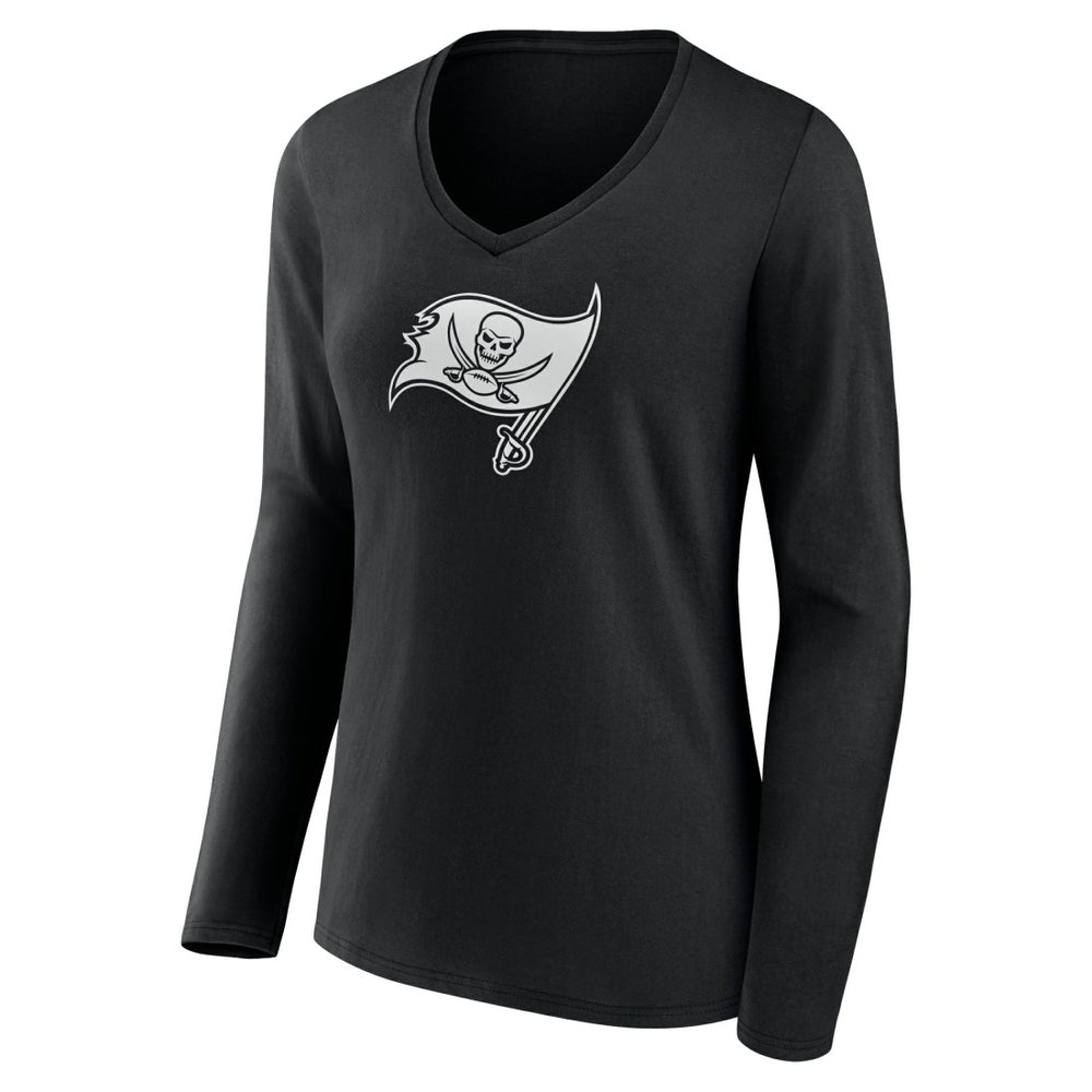 Women's Personalized Name & Number Monochrome Long Sleeve V-Neck T-Shirt - Tampa Bay Buccaneers