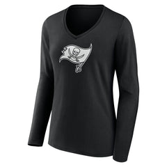 Women's Personalized Name & Number Monochrome Long Sleeve V-Neck T-Shirt - Tampa Bay Buccaneers