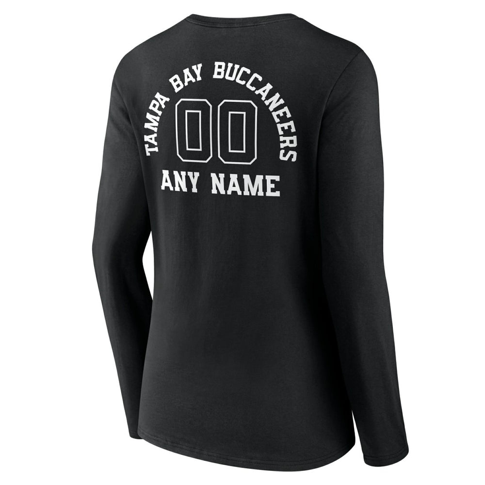 Women's Personalized Name & Number Monochrome Long Sleeve V-Neck T-Shirt - Tampa Bay Buccaneers