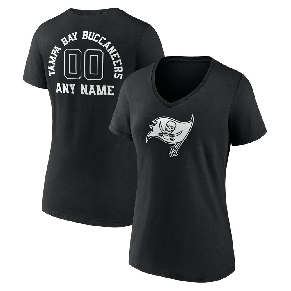 Women's Personalized Name & Number Monochrome V-Neck T-Shirt - Tampa Bay Buccaneers