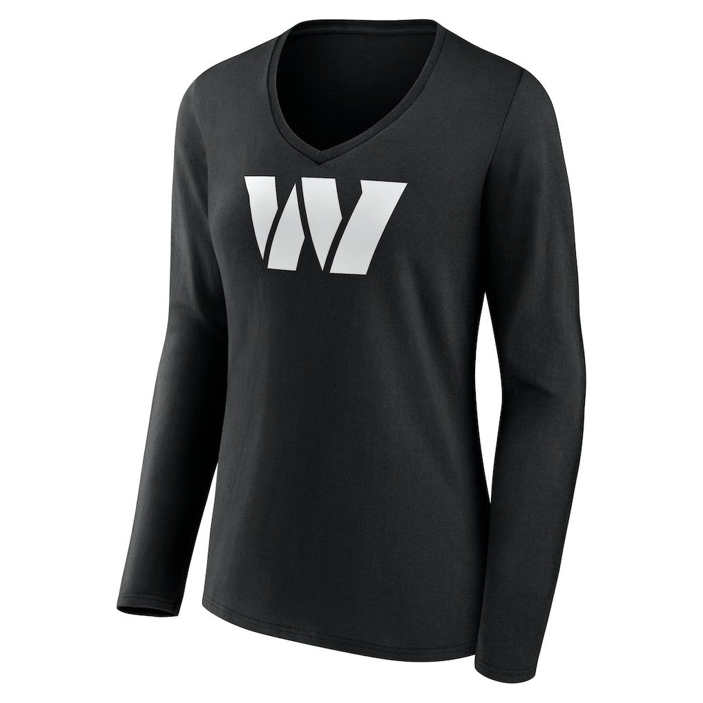 Women's Personalized Name & Number Monochrome Long Sleeve V-Neck T-Shirt - Washington Commanders