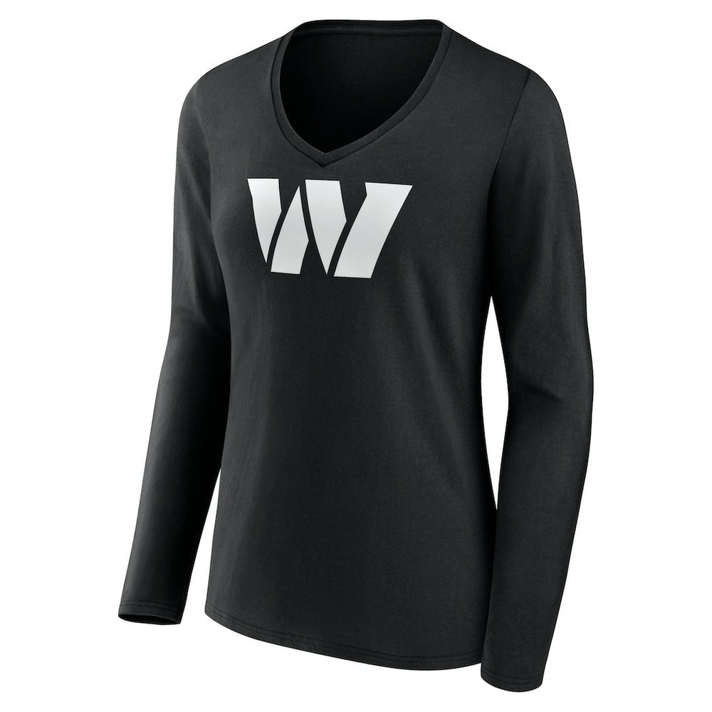 Women's Personalized Name & Number Monochrome Long Sleeve V-Neck T-Shirt - Washington Commanders