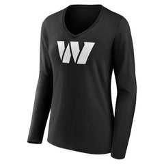 Women's Personalized Name & Number Monochrome Long Sleeve V-Neck T-Shirt - Washington Commanders