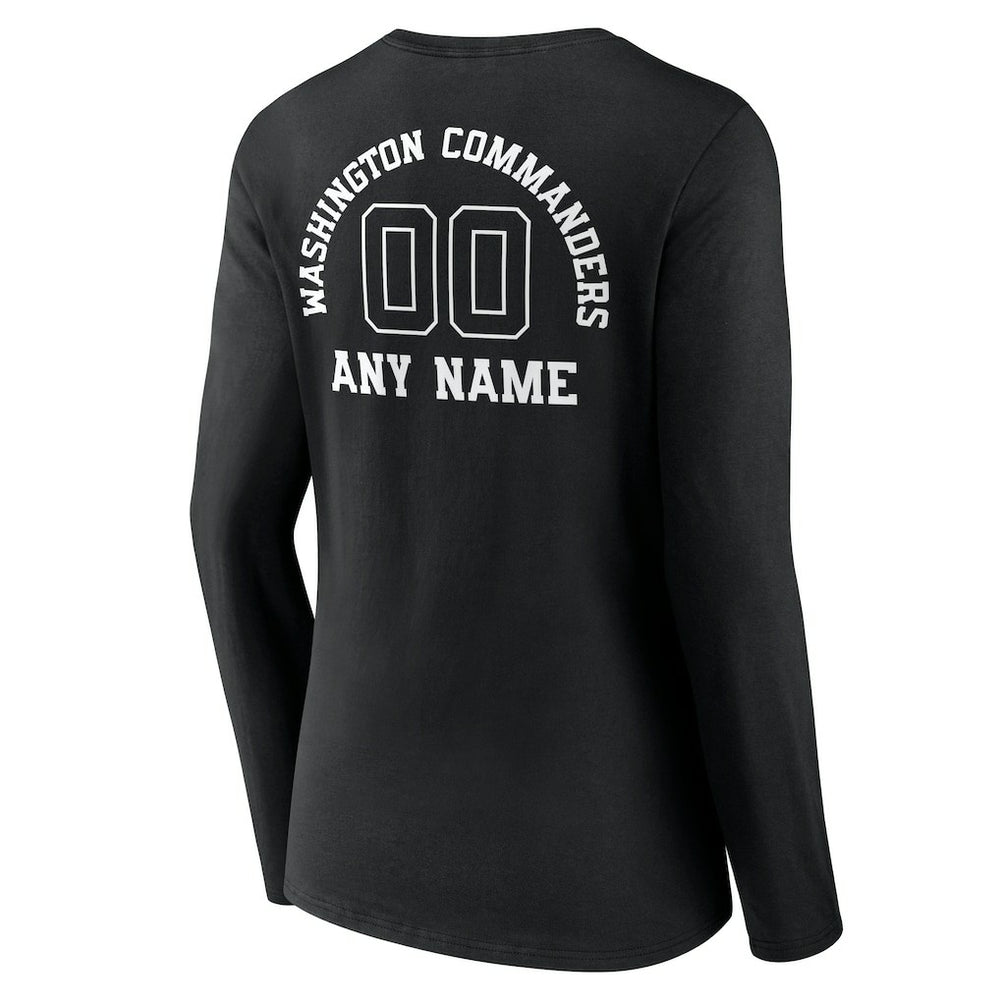 Women's Personalized Name & Number Monochrome Long Sleeve V-Neck T-Shirt - Washington Commanders