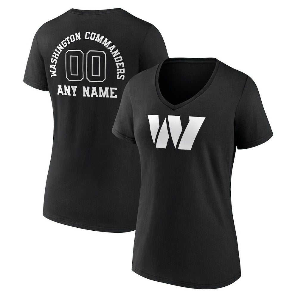 Women's Personalized Name & Number Monochrome V-Neck T-Shirt - Washington Commanders