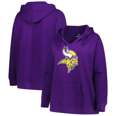 Women's Plus Size V-Neck Pullover Hoodie - Minnesota Vikings