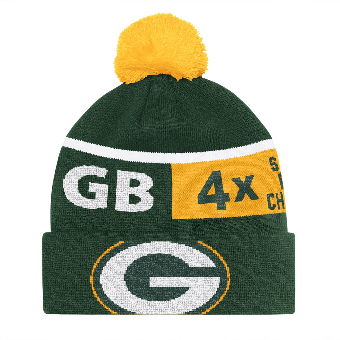 Starter Unisex Chyron Cuffed Knit Hat with Pom - Green Bay Packers