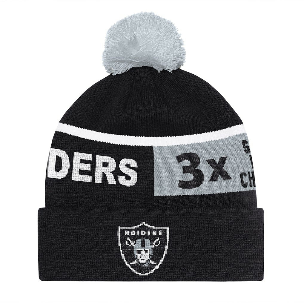 Starter Unisex Chyron Cuffed Knit Hat with Pom - Las Vegas Raiders