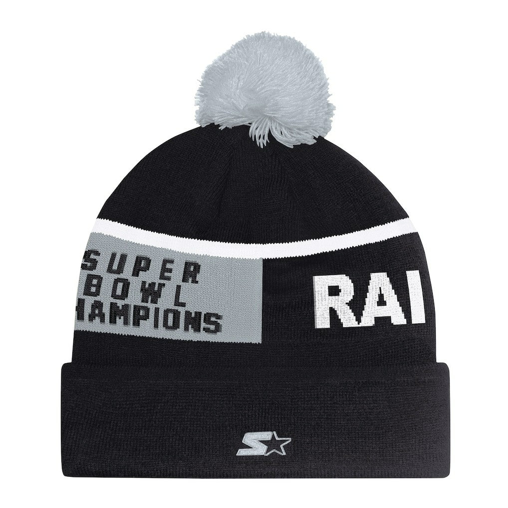 Starter Unisex Chyron Cuffed Knit Hat with Pom - Las Vegas Raiders
