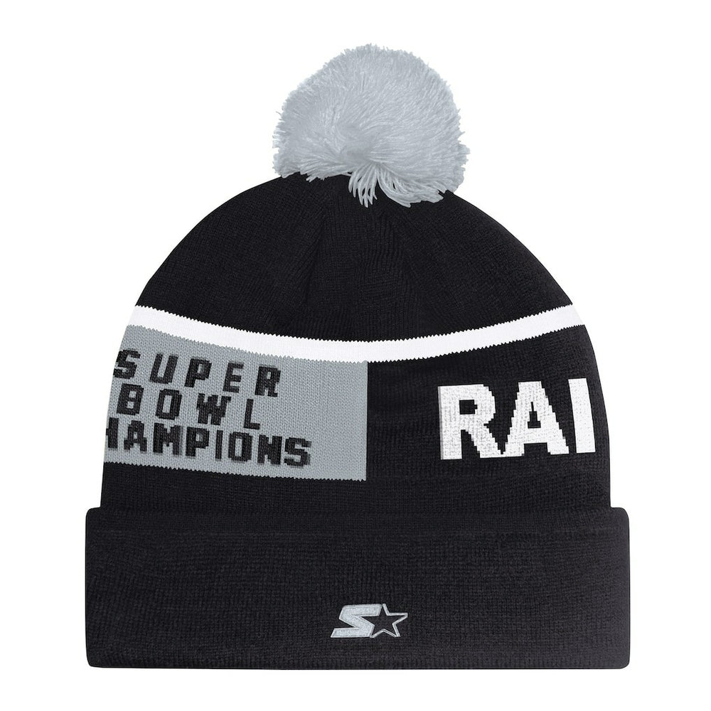 Starter Unisex Chyron Cuffed Knit Hat with Pom - Las Vegas Raiders