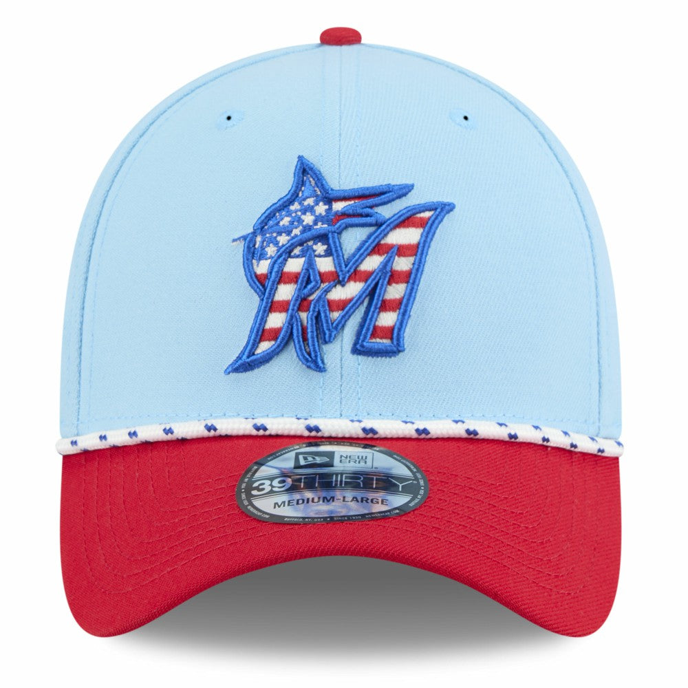 MLB Miami Marlins New Era 2025 Fourth of July 39THIRTY Flex Hat