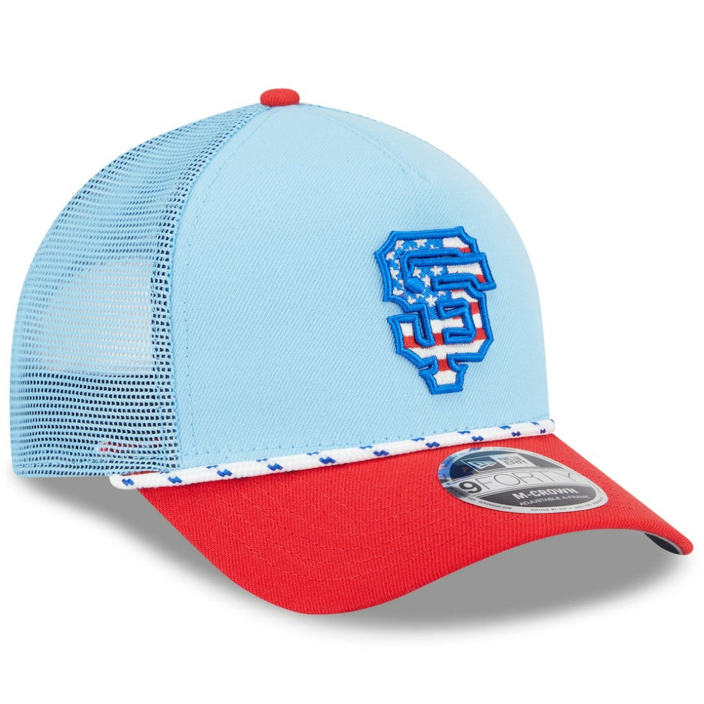 MLB San Francisco Giants New Era 2025 Fourth of July 9FORTY A-Frame M-Crown Adjustable Trucker Hat