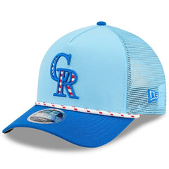 MLB Colorado Rockies New Era 2025 Fourth of July 9FORTY A-Frame M-Crown Adjustable Trucker Hat