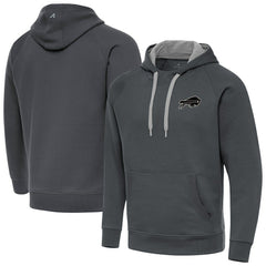 Antigua Brushed Carbon Victory Pullover Hoodie - Buffalo Bills