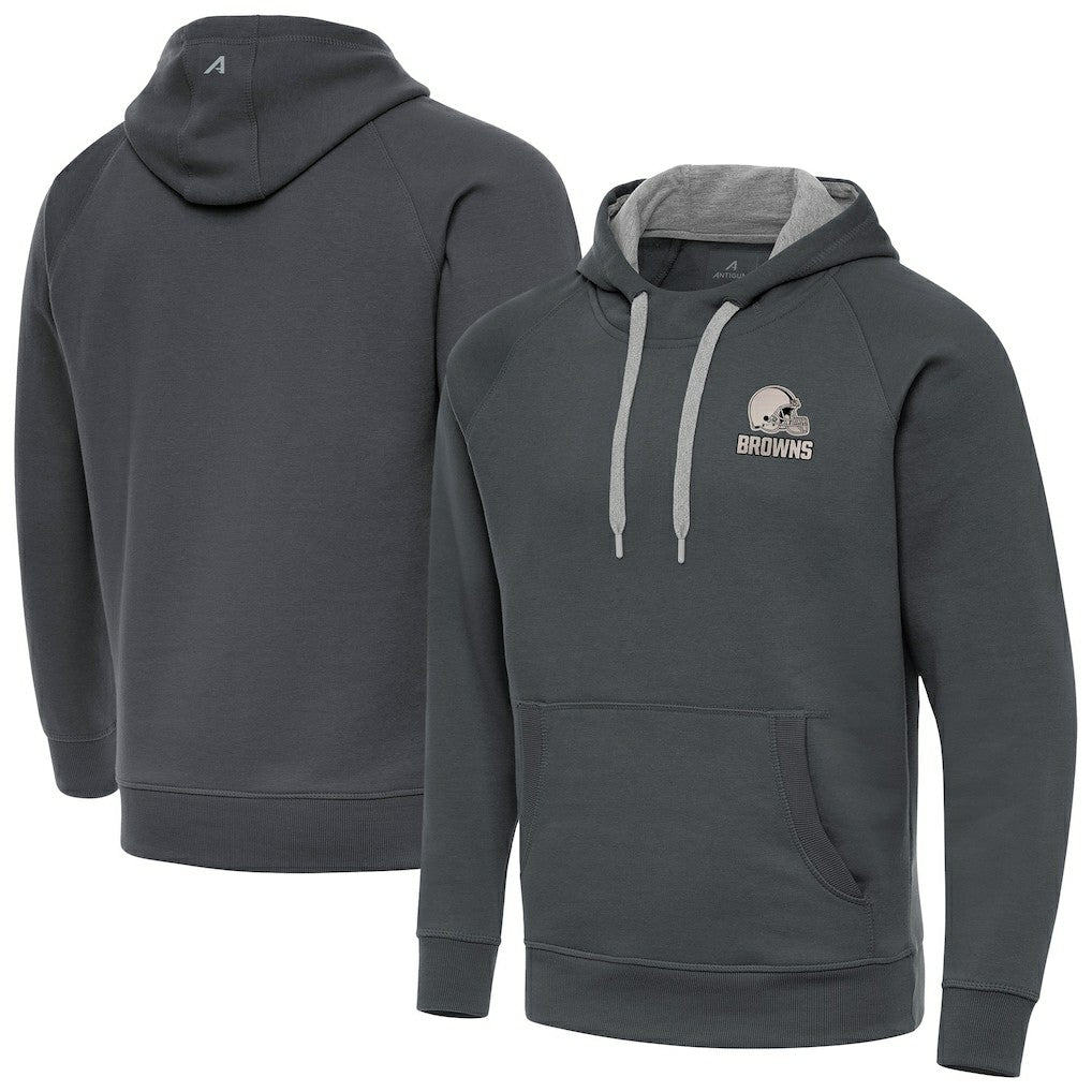 Antigua Brushed Carbon Victory Pullover Hoodie - Cleveland Browns