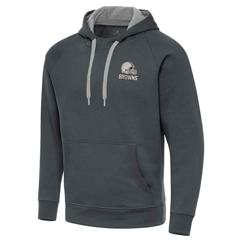 Antigua Brushed Carbon Victory Pullover Hoodie - Cleveland Browns