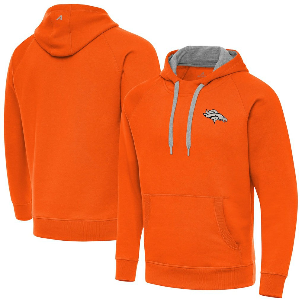 Antigua Brushed Carbon Victory Pullover Hoodie - Denver Broncos