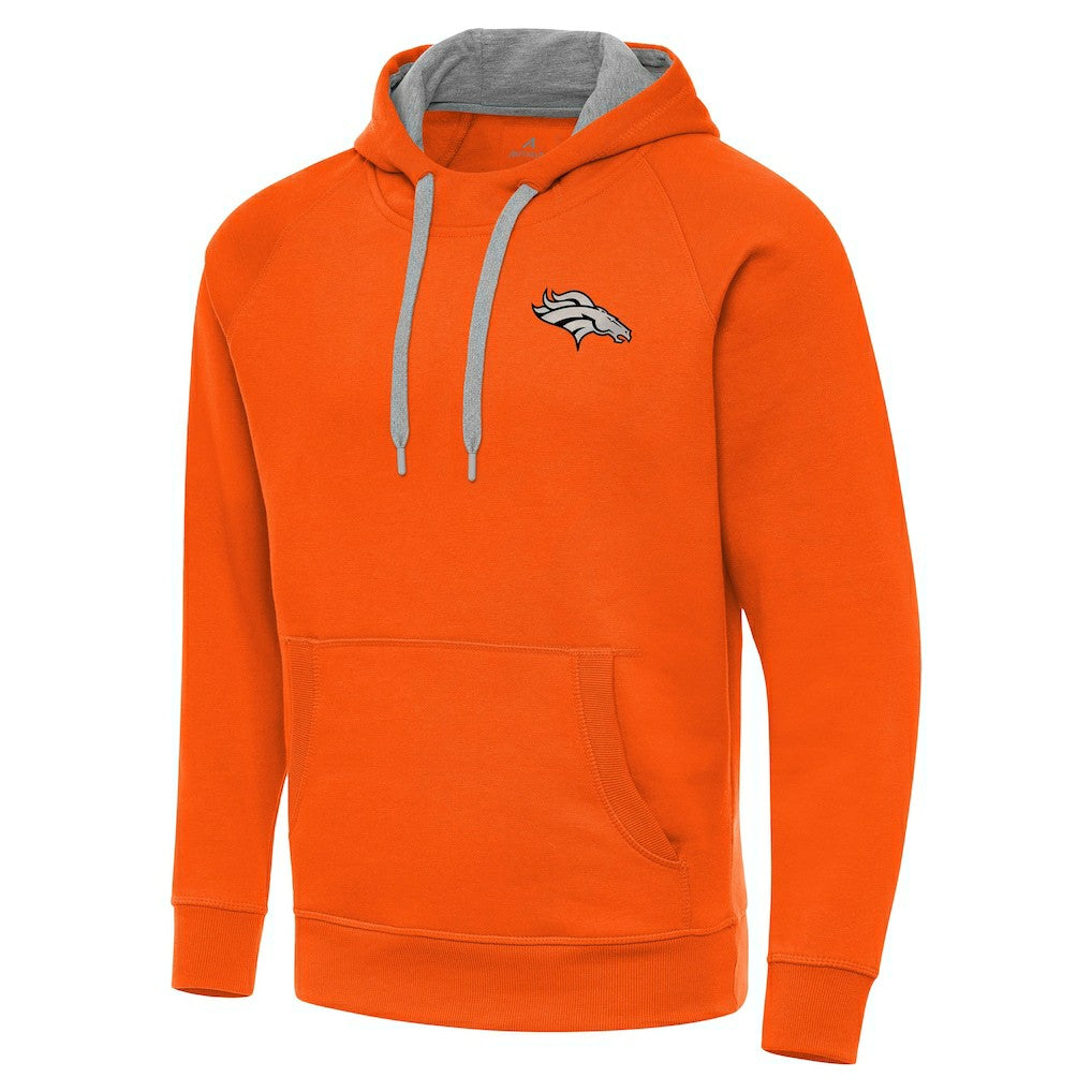 Antigua Brushed Carbon Victory Pullover Hoodie - Denver Broncos