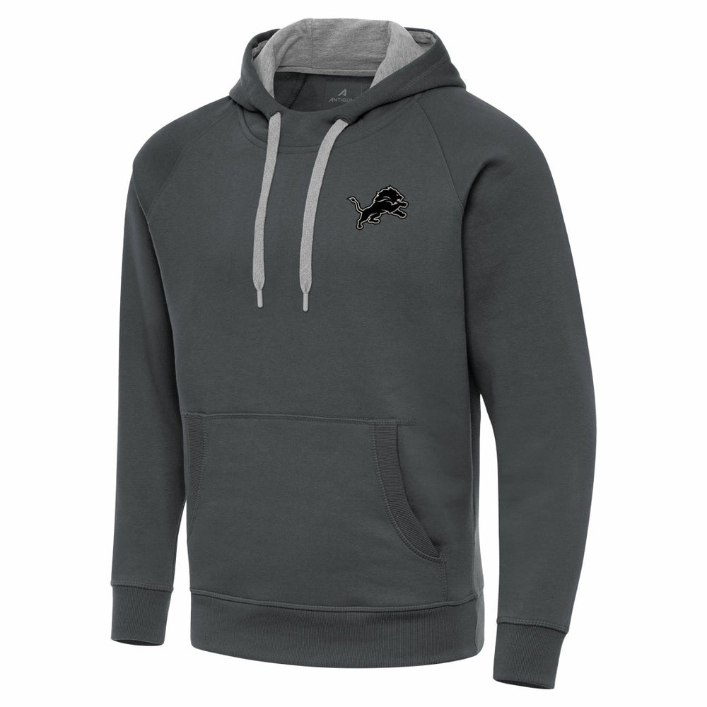 Antigua Brushed Carbon Victory Pullover Hoodie - Detroit Lions