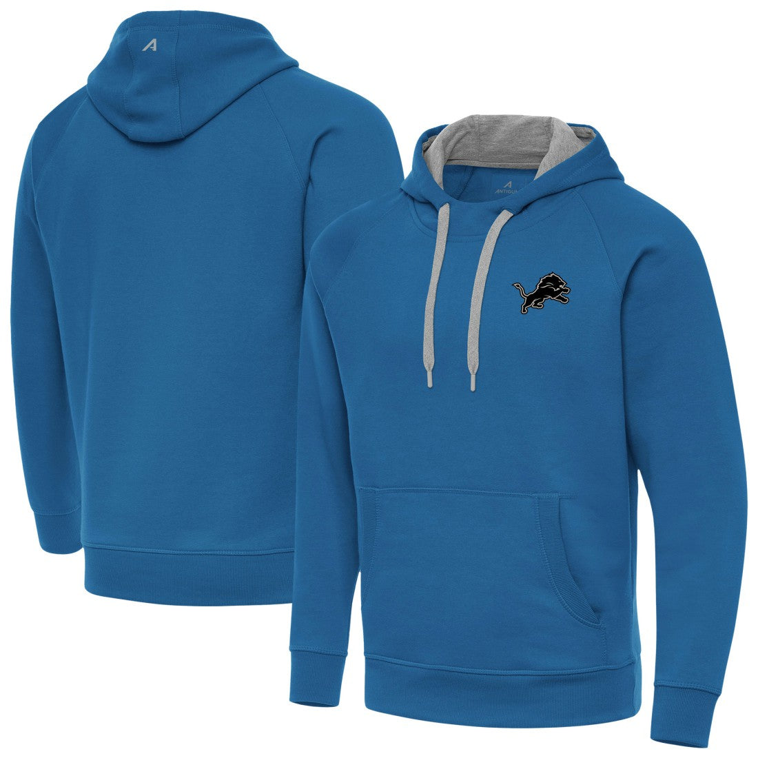 Antigua Brushed Carbon Victory Pullover Hoodie - Detroit Lions