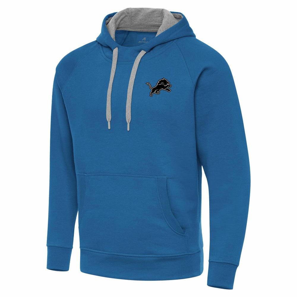 Antigua Brushed Carbon Victory Pullover Hoodie - Detroit Lions