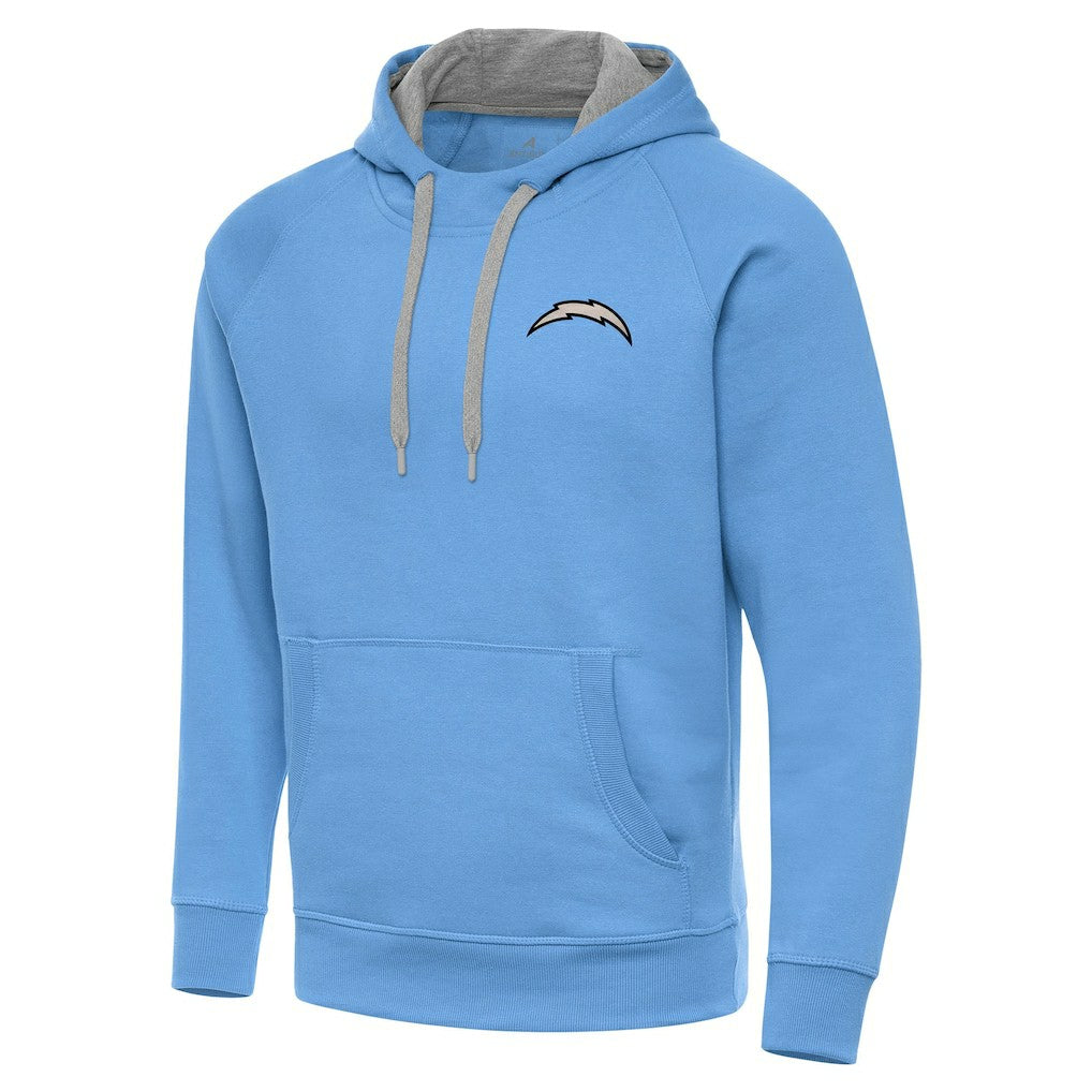 Antigua Brushed Carbon Victory Pullover Hoodie - Los Angeles Chargers