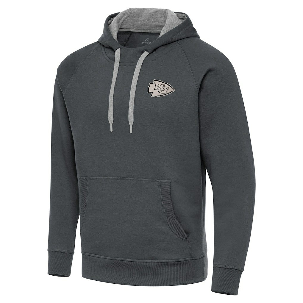 Antigua Brushed Carbon Victory Pullover Hoodie - Kansas City Chiefs