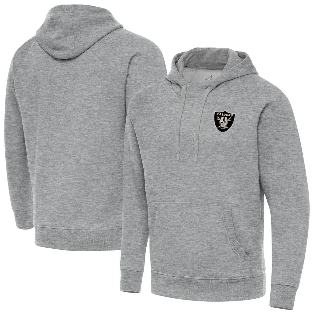 Antigua Brushed Carbon Victory Pullover Hoodie - Las Vegas Raiders