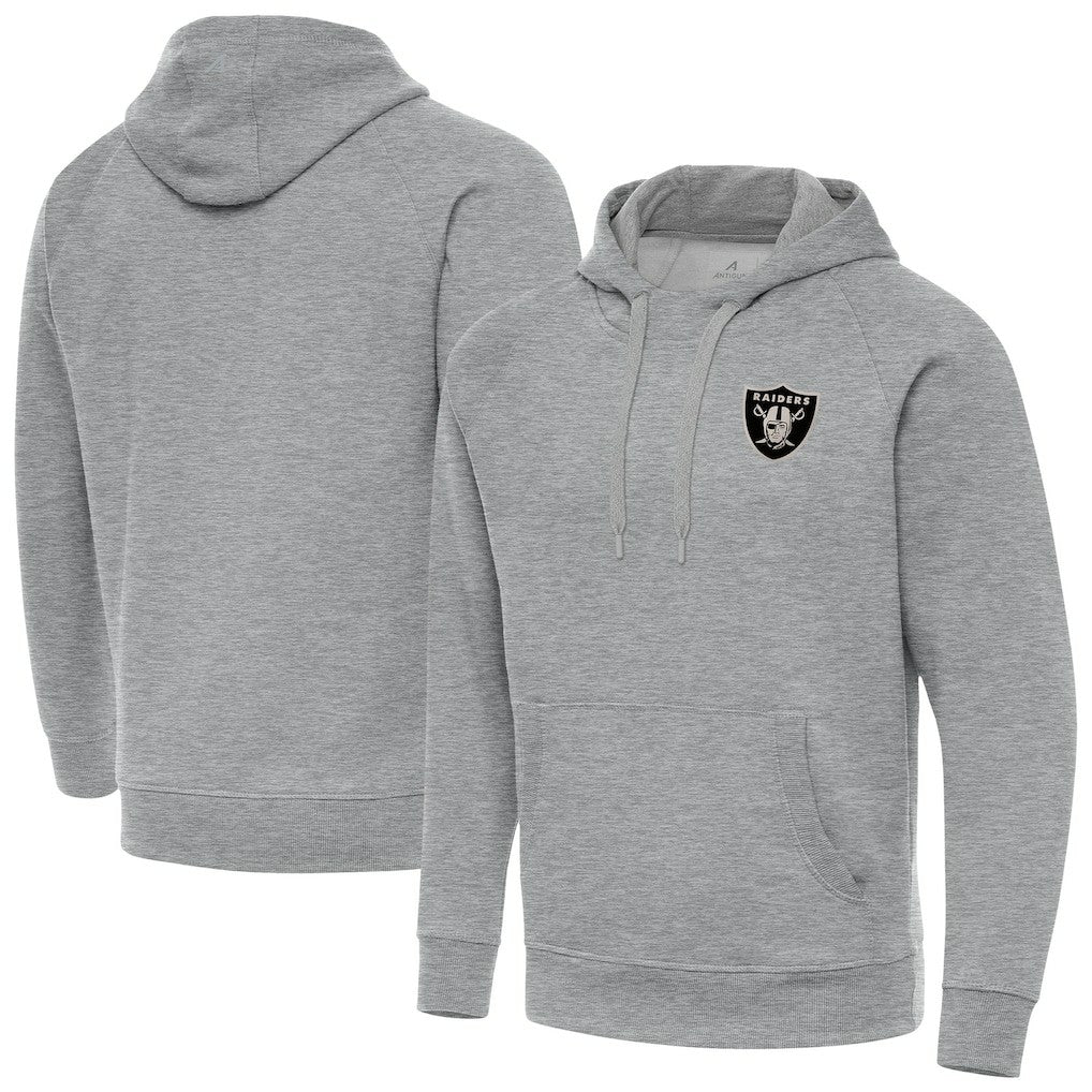 Antigua Brushed Carbon Victory Pullover Hoodie - Las Vegas Raiders